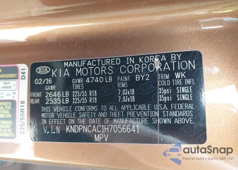 2017 Kia Sportage Ex from USA, damaged, VIN KNDPNCAC1H7056641